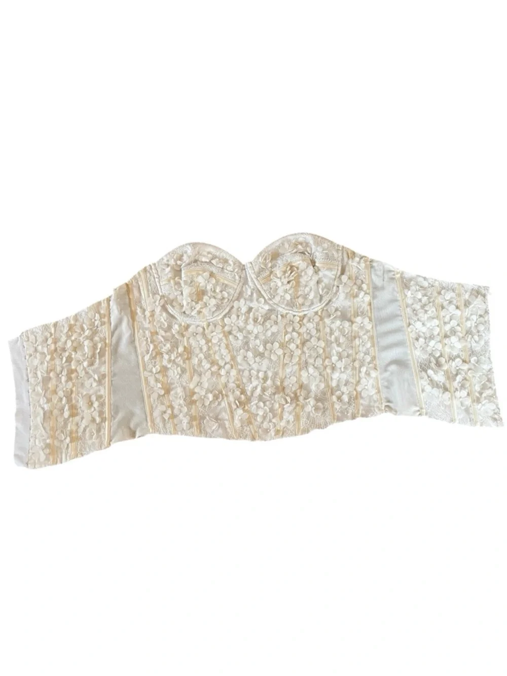 Ann Taylor Ivory Lace 3D Floral & Pearl Appliqué Bustier Corset size 6